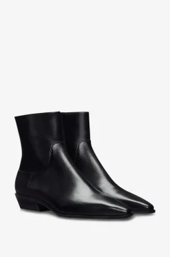 Stiefeletten mit kubanischem Absatz aus glänzendem Glattleder Dominique 25