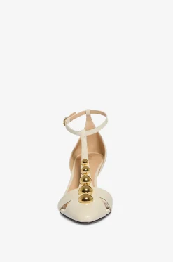 T-Riemchen-Pumps aus Leder mit Nieten Cleia 70