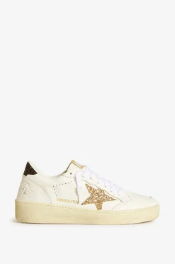 Used-Look-Ledersneakers mit Glitterstern Ballstar 2