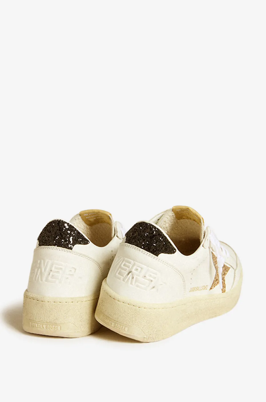Used-Look-Ledersneakers mit Glitterstern Ballstar 2