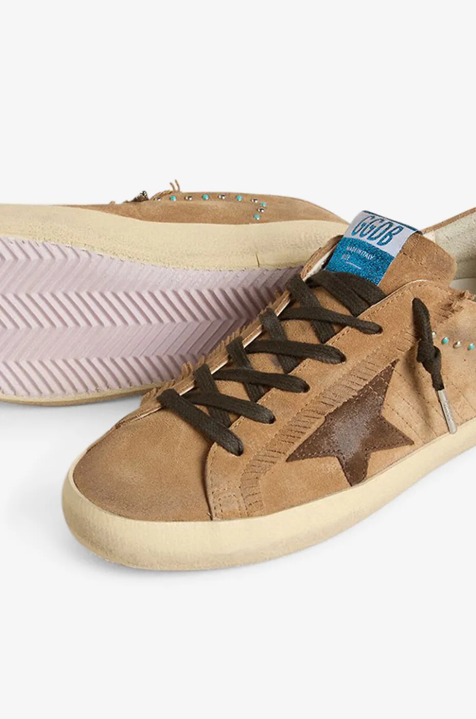 Wildledersneakers mit Fransen und Cabochons Super-Star Classic
