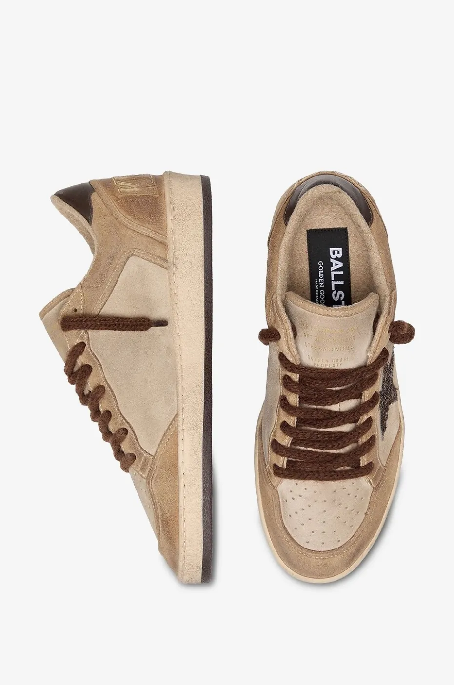 Wildleder-Sneakers mit Glitzer Ball Star
