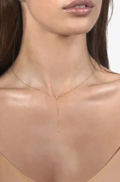 Y-förmige Halskette aus Roségold und Diamant One