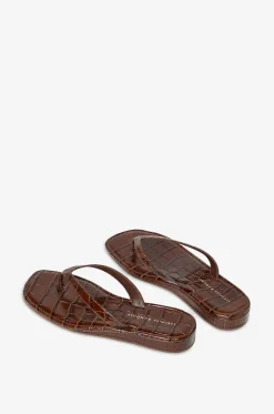 Zehensandalen mit Keilabsatz aus Leder Lina