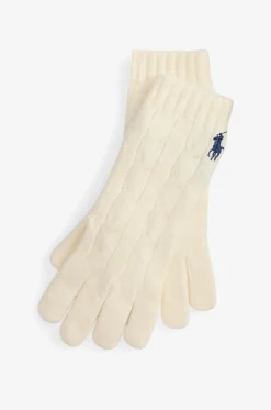 Zopfstrick-Handschuhe aus Wolle und Kaschmir Pony