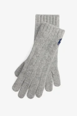 Zopfstrick-Handschuhe aus Wolle und Kaschmir Pony